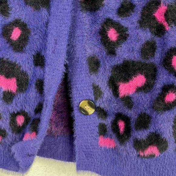 Lil Lemons for Love and Lemons Holiday 2019 Leopard Fuzzy Cardigan Sweater 4T - Picture 3 of 7